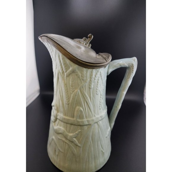 Antique English Victorian Pewter Lidded Tankard (A6272) - Picture 3 of 6